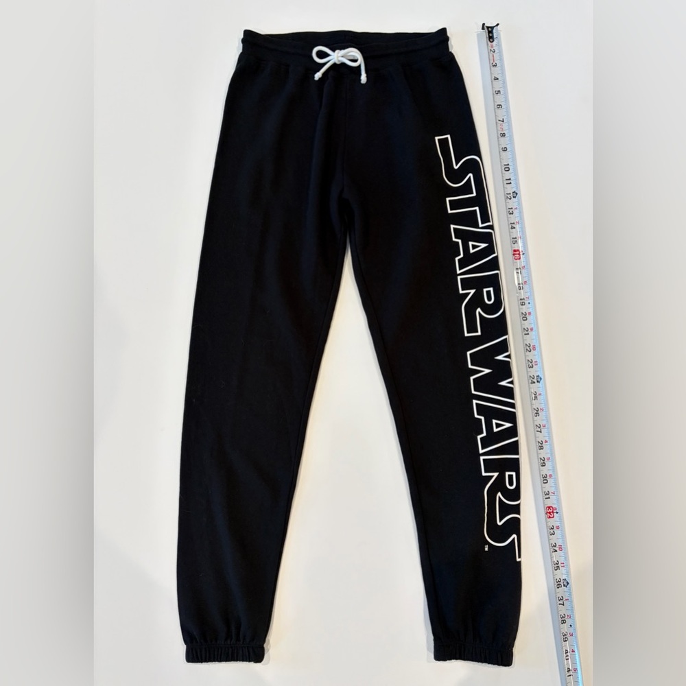 Star Wars High Waist Women’s Joggers Bold Logo Large Black White Drawstring - Picture 2 of 10